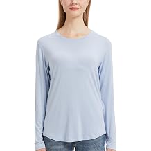 netdraw Womens Lightweight Bamboo Viscose T-Shirt Buttery Soft Curved Hem Long Sleeve Sleep Lounge Pajama Tops