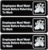 Excello Global Products Employees Must Wash Hands Before Returning to Work Sign: Easy to Mount Plastic Safety Informative Sign with Symbols Great for Business, 9x3, Pack of 3
