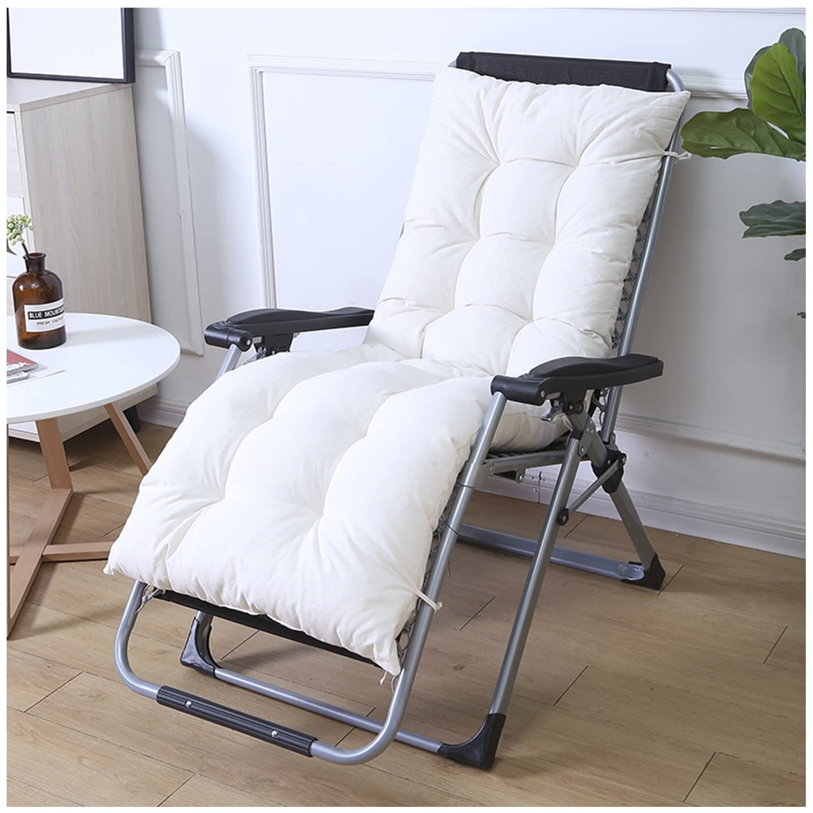 N/A Patio Chaise Lounger Cushion, Thicken Soft Recliner Rocking Chair Sofa Seat Cushions, Non-slip Comfortable Bench Mattress Pad for Outdoor Indoor Home Office Furniture,White