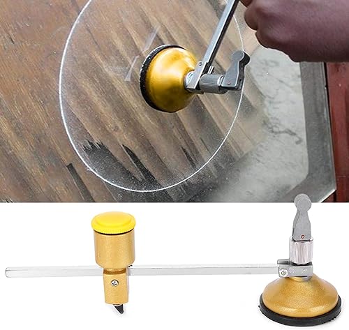 Miniatura 6 de Cortador de vidrio, cortador de círculo de vidrio de rotación de 360°, brújula de 15.7 in de diámetro, herramienta ajustable para cortar agujeros de