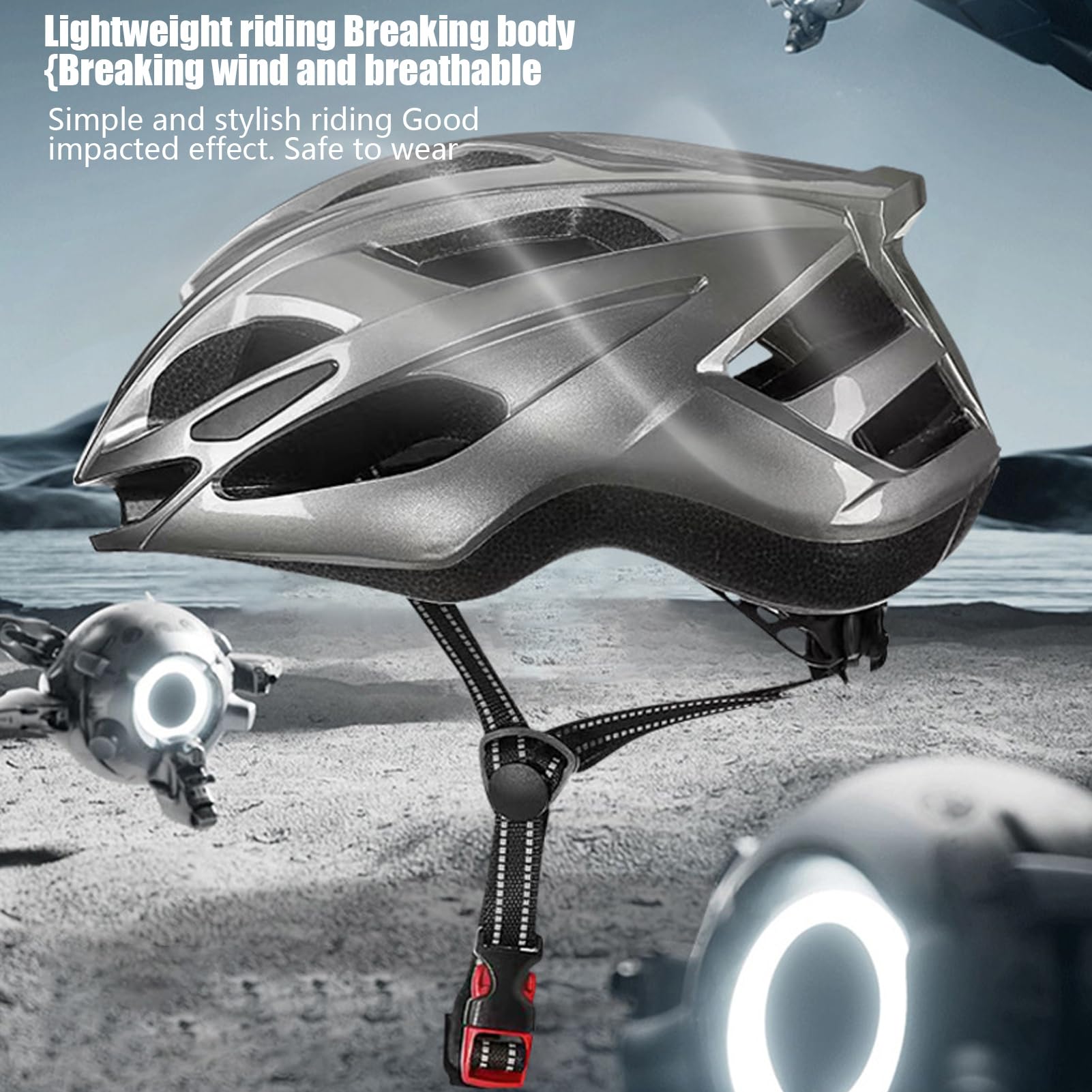 Casque Vélo Ruwshuuk – Adultes, Avec Lumières USB Rechargeables, 18 Aérations, 57-62 Cm, Pour Route Et VTT