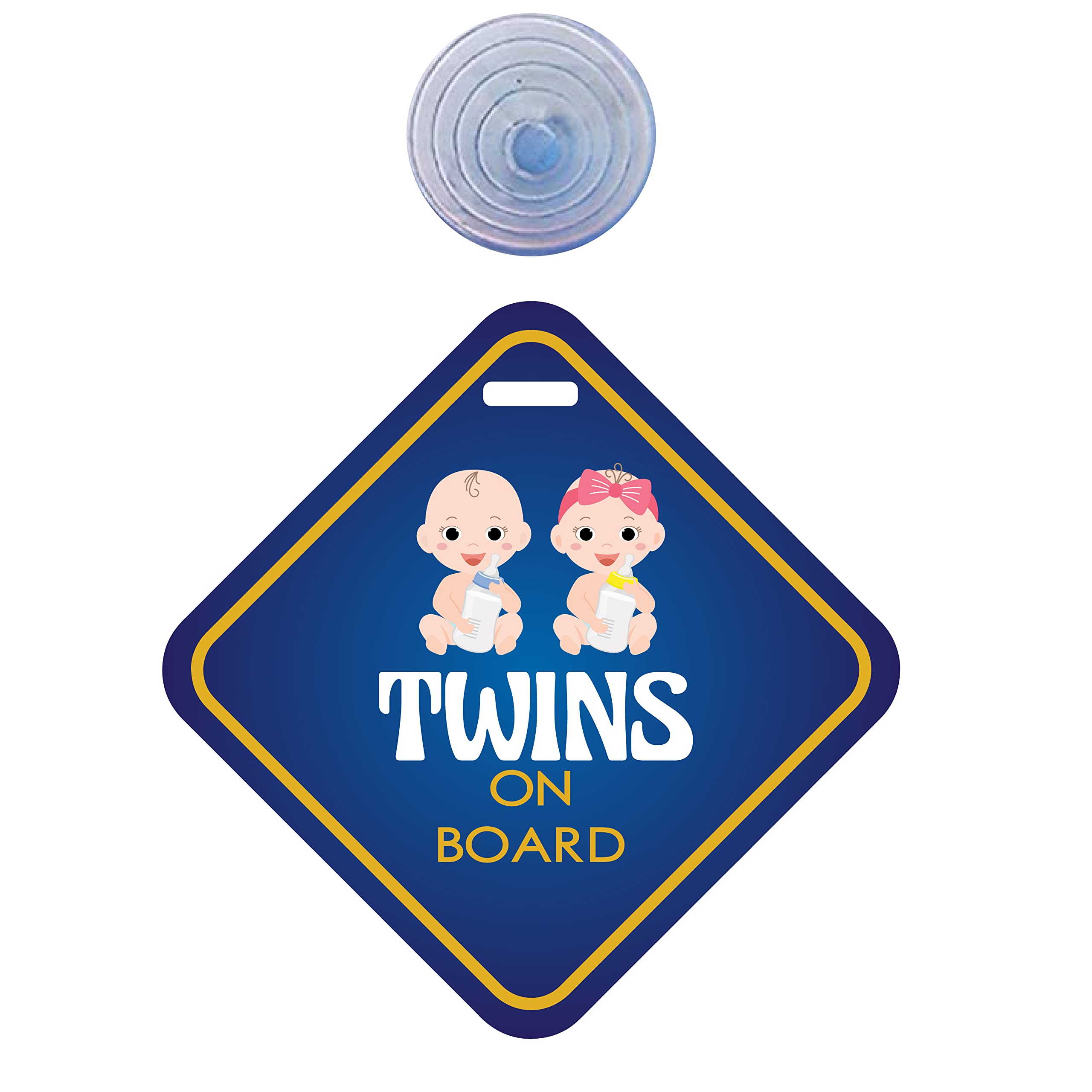 Twins On Board Car Hanging Sign (L X H 4.7 X 4.7 Inch :-)