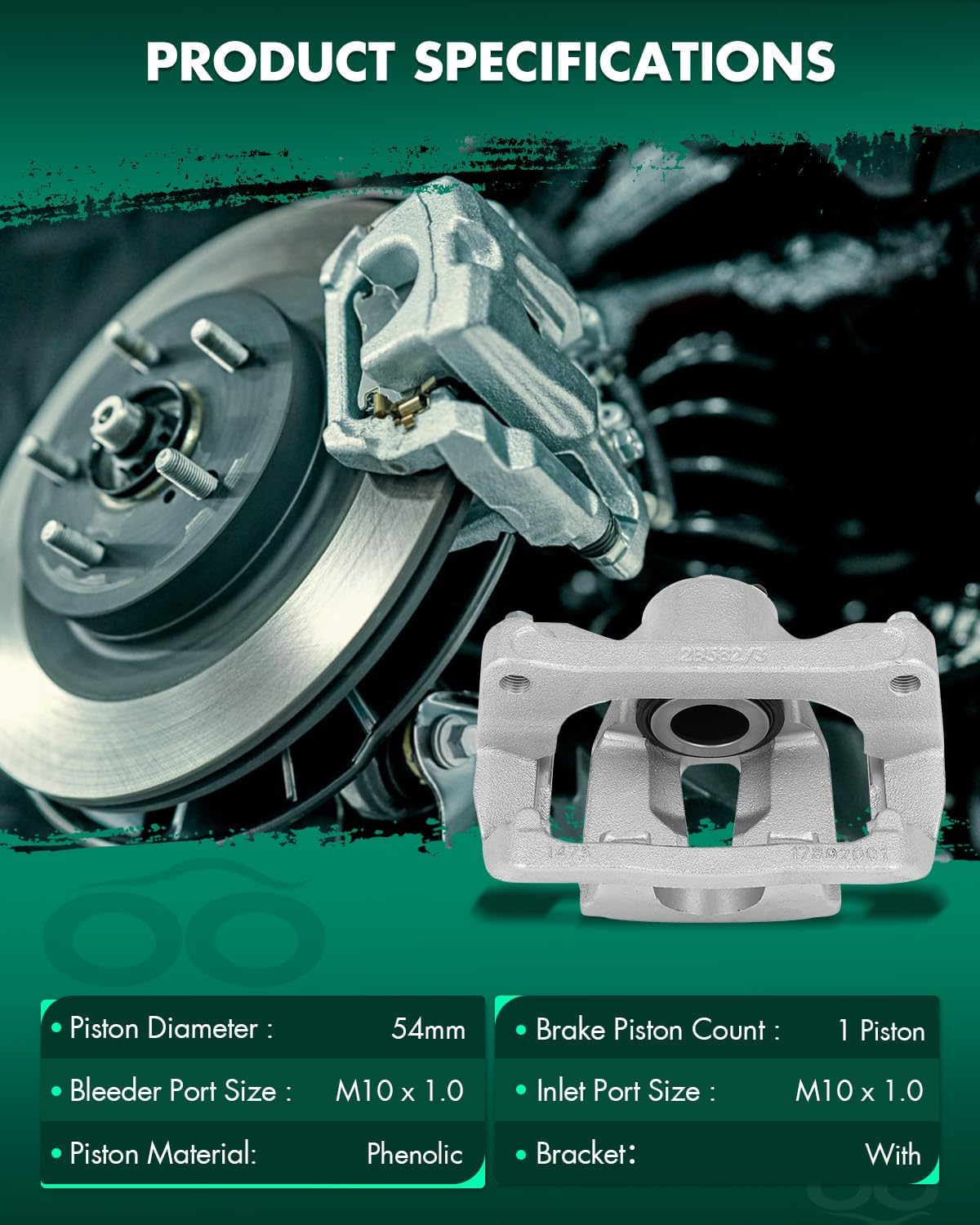 SCITOO 18B5397 Rear Left Disc Brake Caliper w/Bracket Fit For Ford For F-150 2012-2016,For Ford For Lobo 2012-2016, Single Piston
