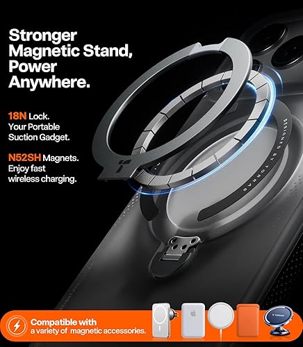 Miniatura 5 de TORRAS Ostand Q3 Air - Funda para iPhone 17 Pro Max con soporte magnético de 360, compatible con MagSafe, prueba de caídas de grado mil, botón de