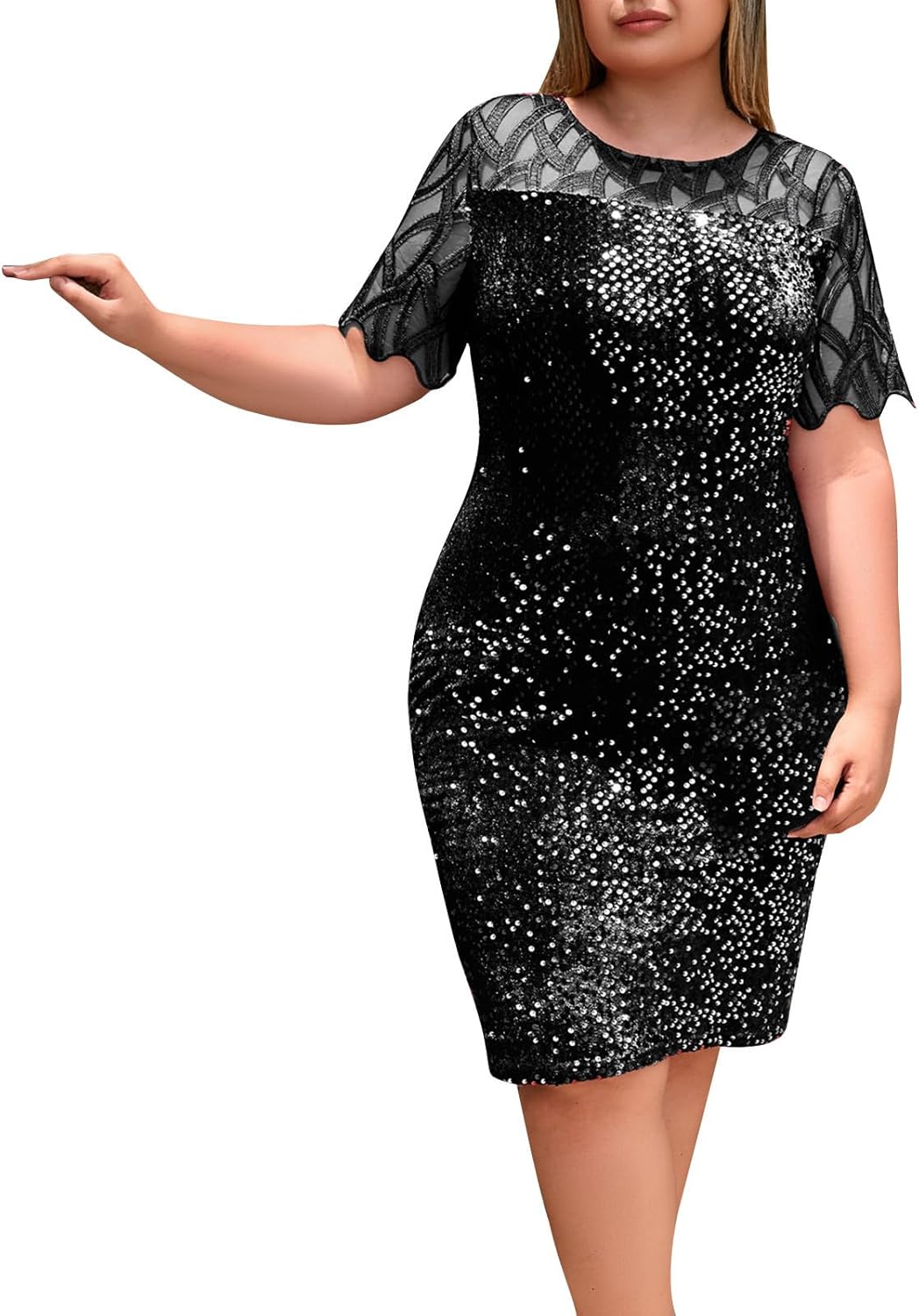 slim fit dress slacks Iridescent One Shoulder Sequin Dress main image 0