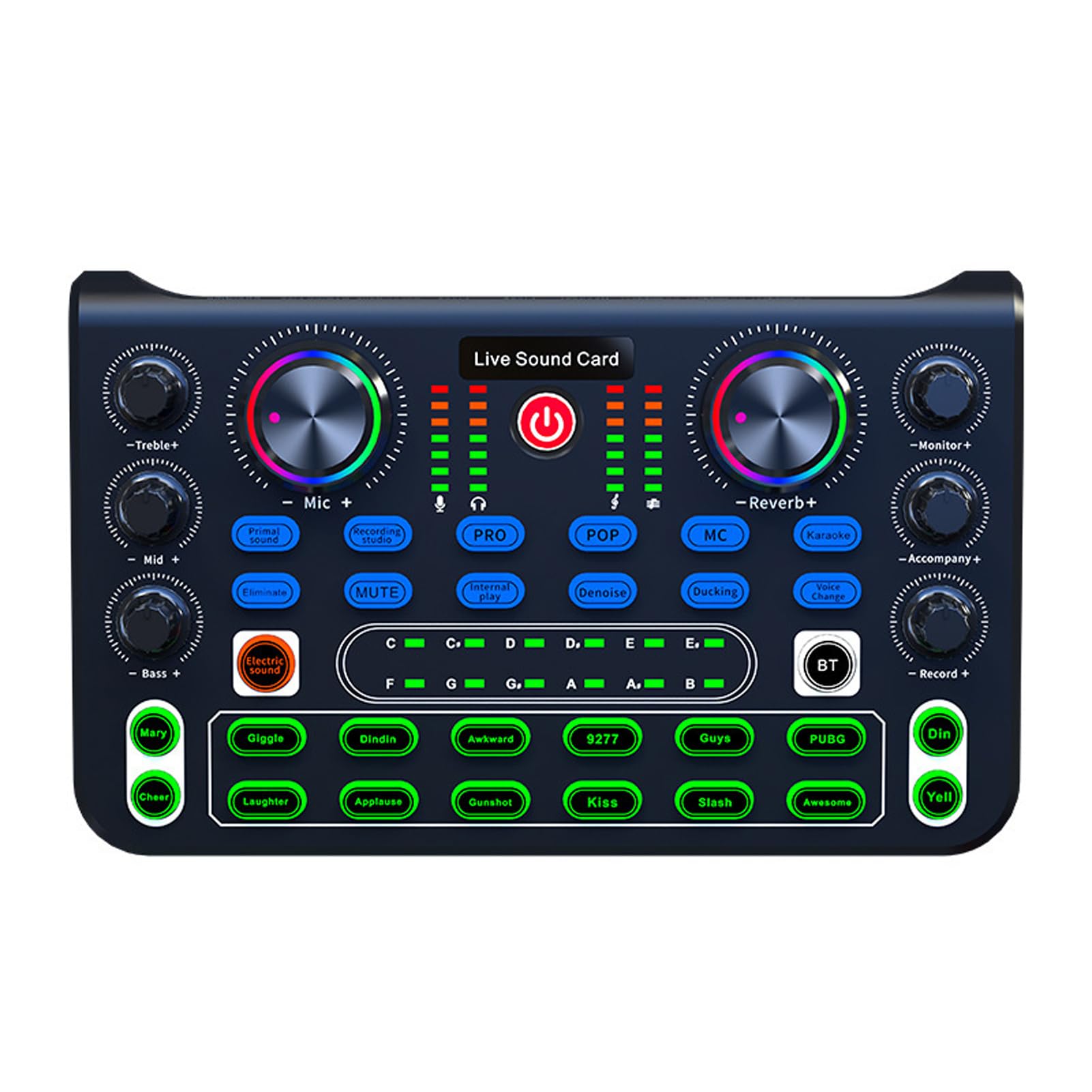 Live Sound Card, Clear Sound Karaoke Recording Mobile Audio Mixer, Adjustment Noise Reduction Gaming Audio Mixer for Live Broadcast, Karaoke, Recording, Voice Chatting