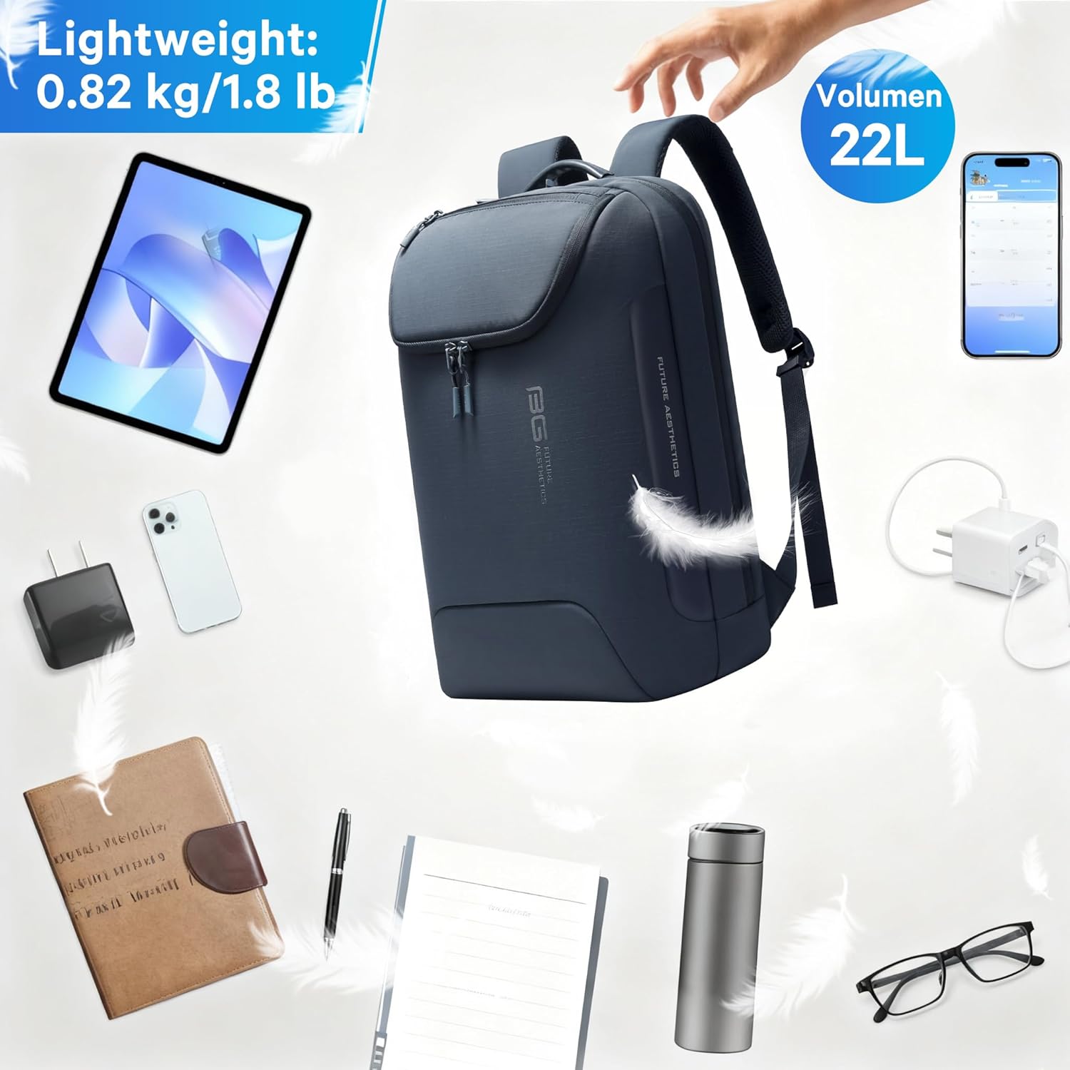 BANGE Ergonomic Anti-Theft Laptop Backpack for Men & Women, 15.6 Inch Business Travel Backpack, Waterproof Lightweight Durable Rucksack for Office, College, Outdoor - Image 8