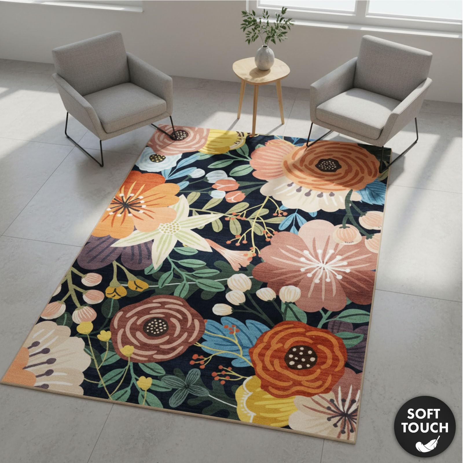 KARAT Tapis à poils courts 160 x 230 cm – Tapis antidérapant lavable, pour salon, chambre d'enfant et couloir, Tropica