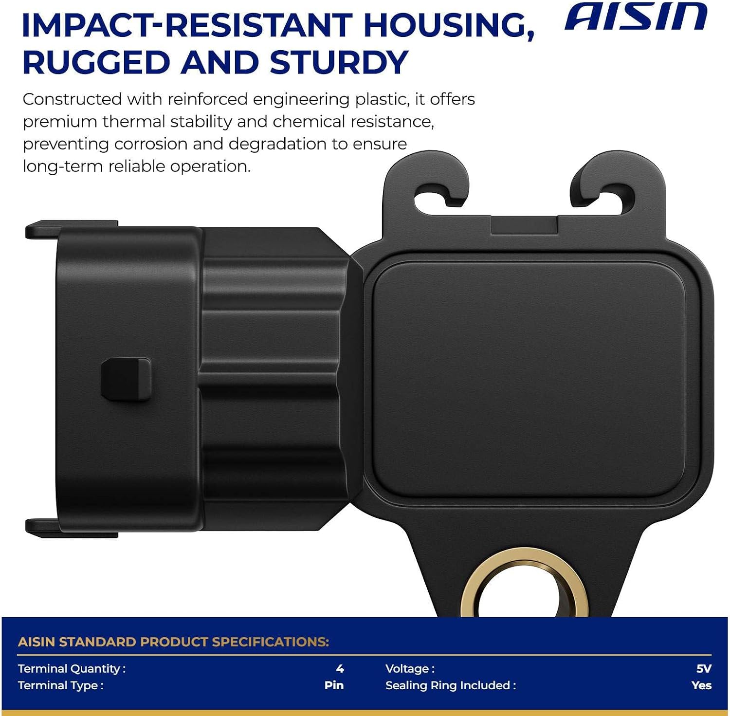 AISIN AFTERMARKET PRSBM-00061 Turbocharger Boost Sensor - Compatible with BMW M3 320i 328i X5 M5 528i X3 M4 428i X1 228i M6 X7 X4 330i 750i 750Li xDrive - 2.0L 3.0L 4.4L