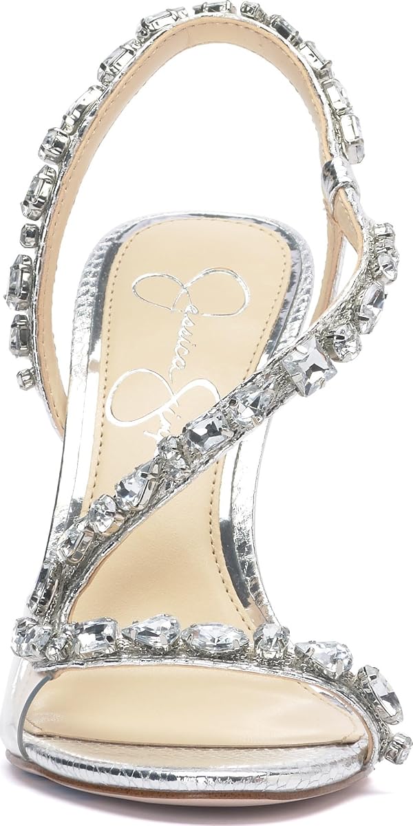 Jessica Simpson Women's Jaycin Embellished Heeled Sandal, Silver/Clear, 8.5 by Jessica Simpson - Image 2