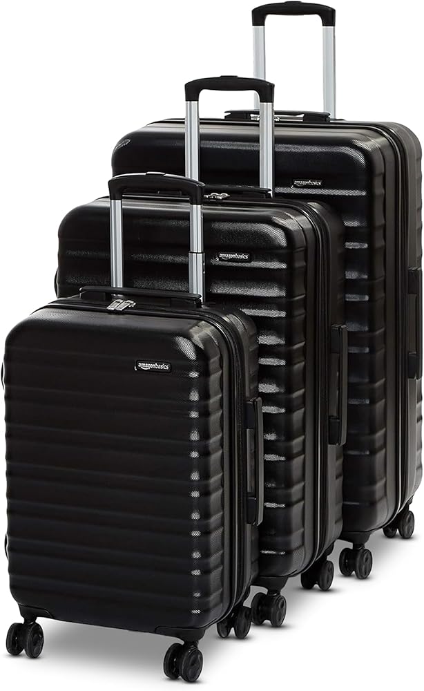 Amazon Basics 3-Piece Set (21", 26", 30"), Hardshell Suitcases With Wheels, Expandable For Up to 25% More Space, With Scratch-Resistant Surface, Four Multi-directional Wheels, Black