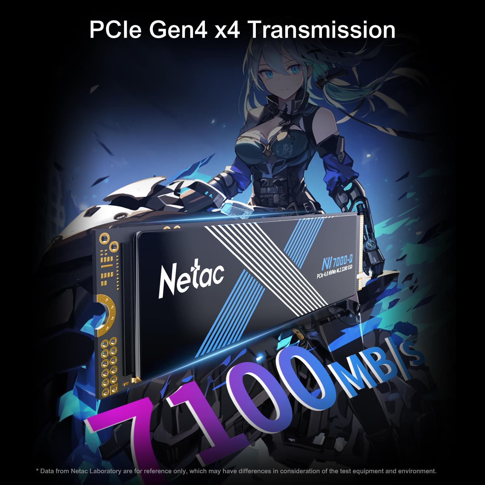 Netac NV7000-Q 1TB PCIe 4.0 Nvme SSD 1TB Bis zu 7100mB/s Internes Solid State Laufwerk für Computer Gamer PS4
