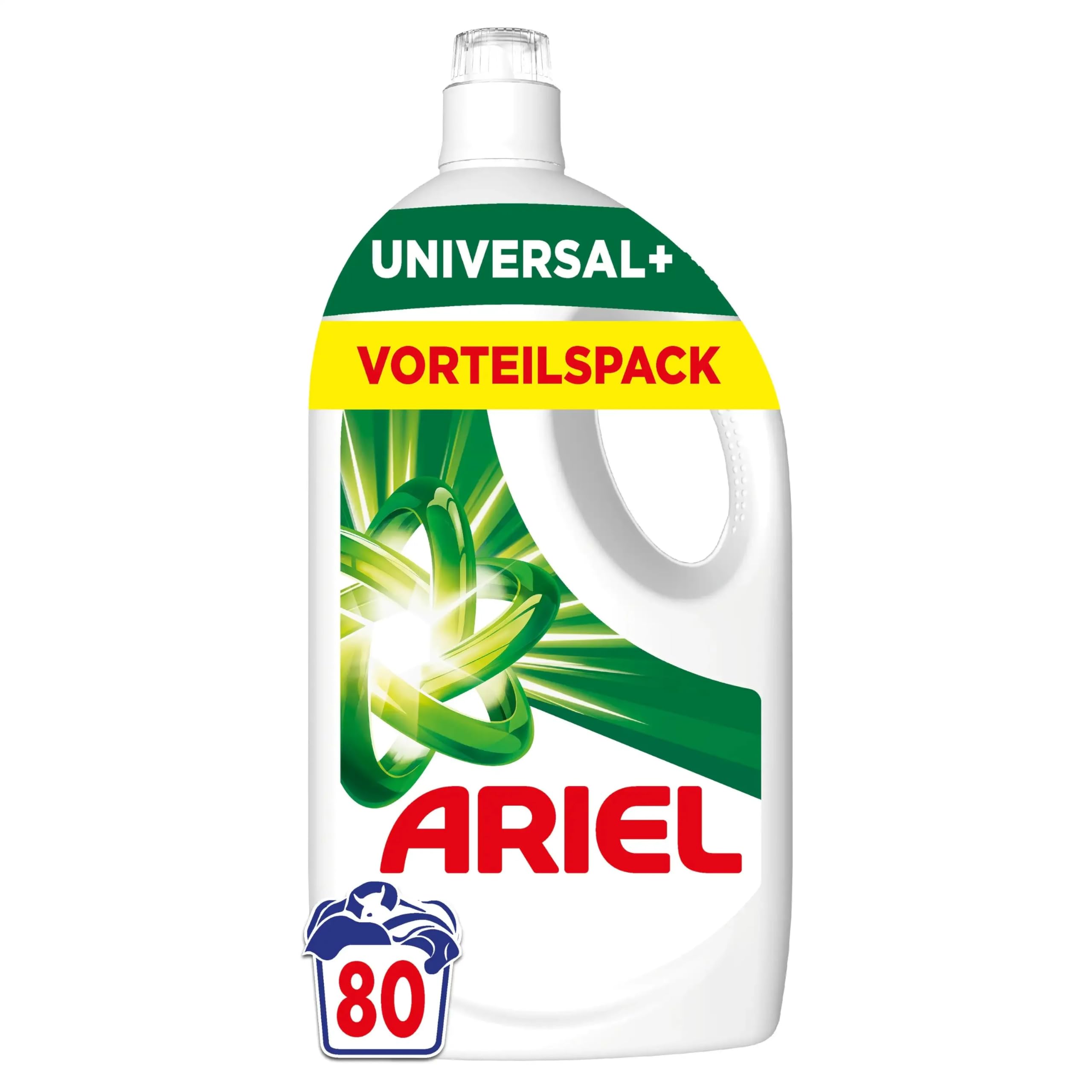 Ariel płyn do prania w płynie, 80 prań, uniwersalne, wydajne usuwanie plam w zaledwie 1 cyklu prania, nawet w niskich cyklach prania