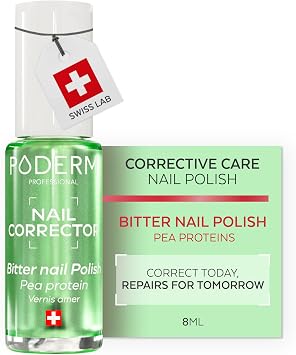 PODERM Nail Care Polish Corrector for Bitten Nails   Bitter | Creates a Protective Barrier & Glossy Finish   8 ml | Long-Lasting Taste with Pea Proteins | Developed by a Podiatrist in Switzerland