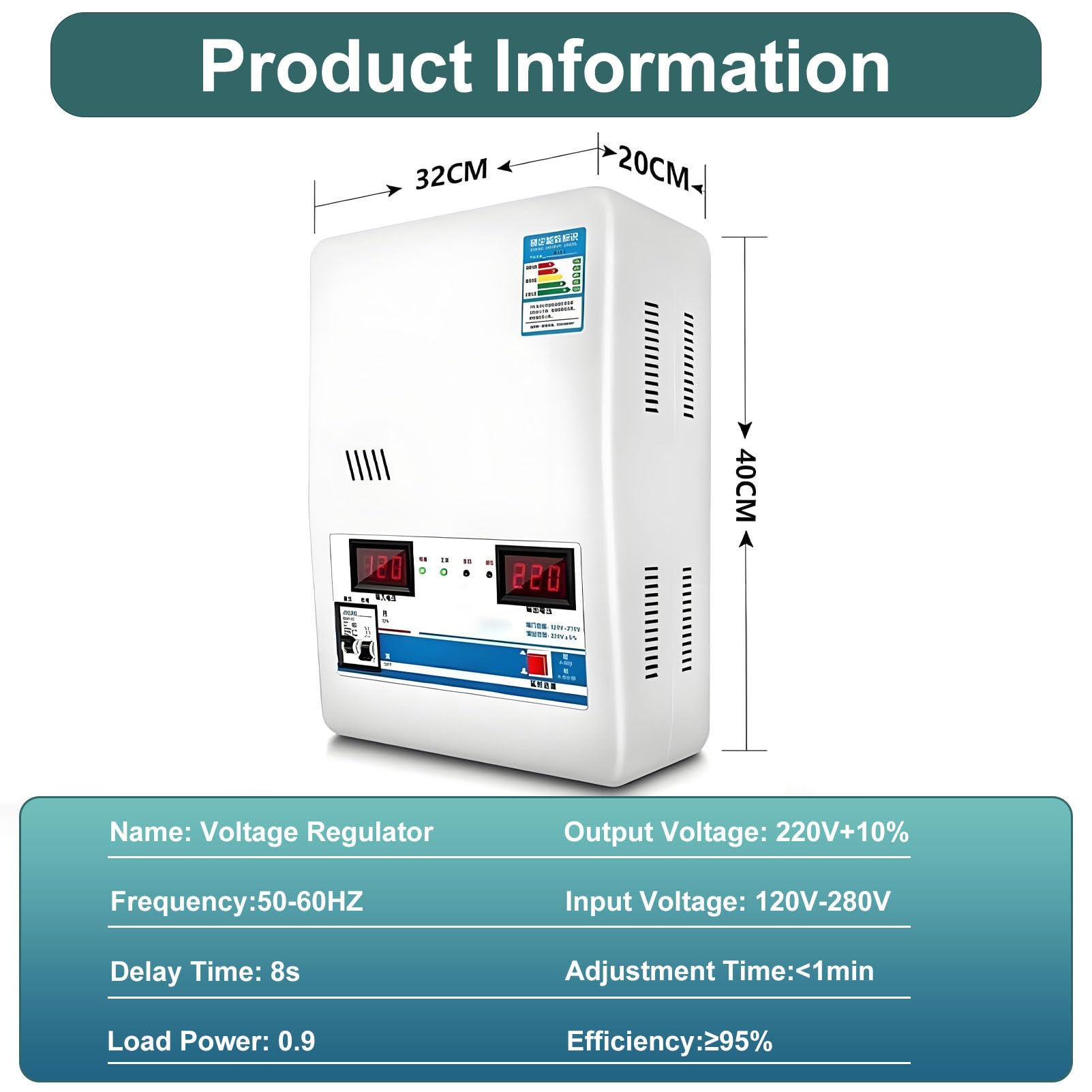Estabilizador de Voltaje automático, estabilizador de CA monofásico, estabilizador de Voltaje doméstico de Alta Potencia, para refrigeradores y Aires acondicionados. 6800W