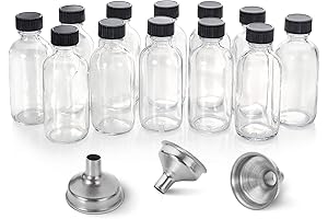 2 Oz Clear Glass Bottles with Lids (12 Pack)