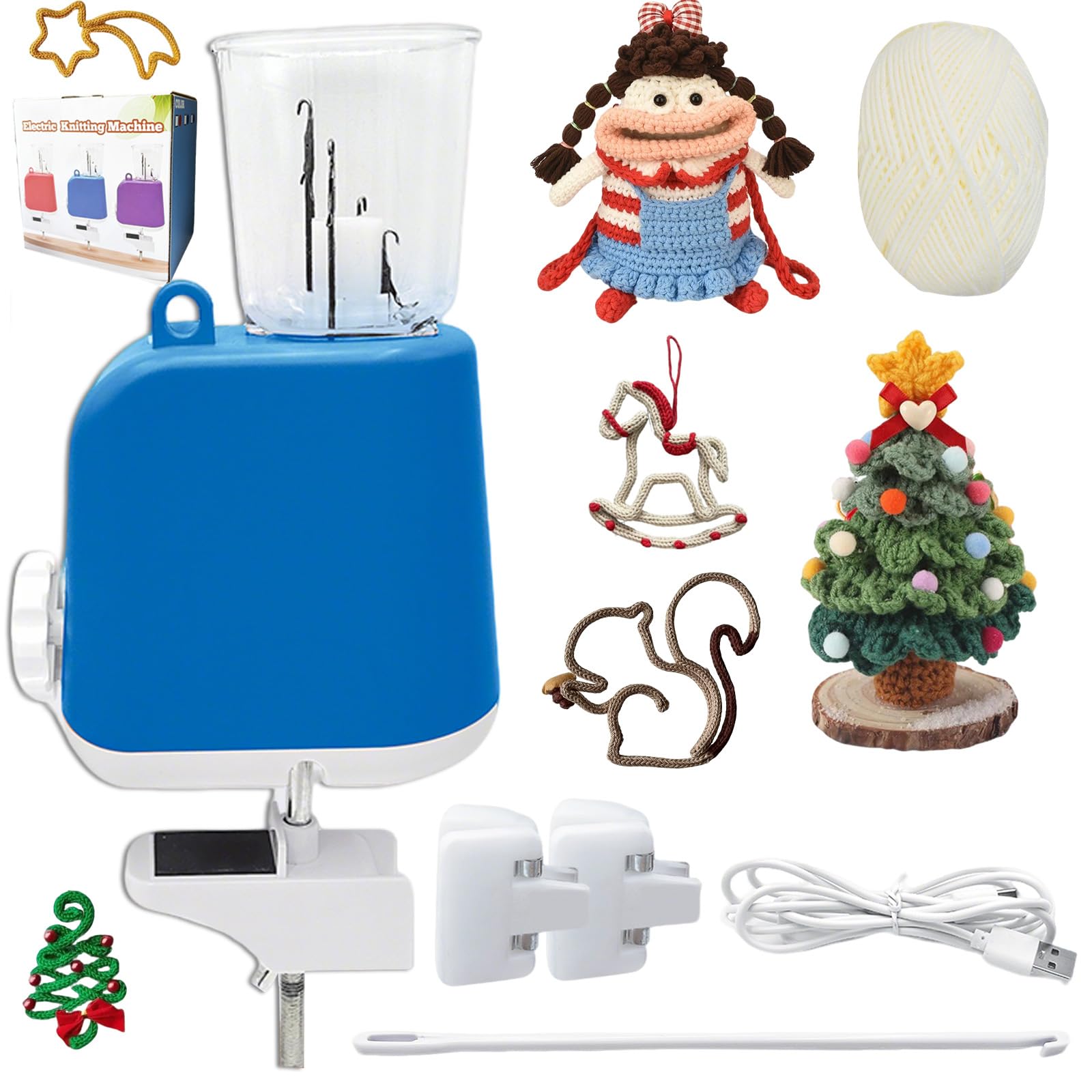 Macchina per maglieria elettrica, molto efficiente, produzione automatica di tubi per maglieria, telaio per cordoncino decorativo, macchina per uncinetto fai da te per adulti e bambini, facile da