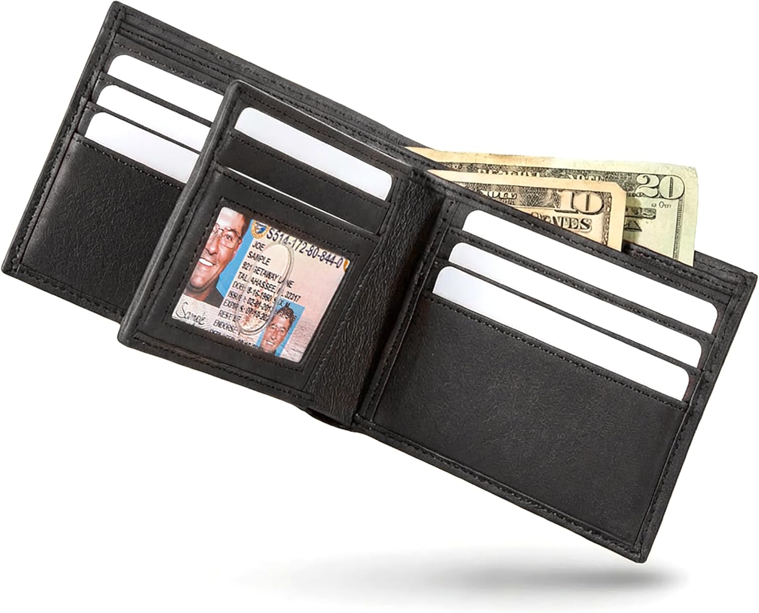 ID Stronghold Extra Capacity Bifold Wallet for Men - RFID Blocking Genuine Leather Wallet
