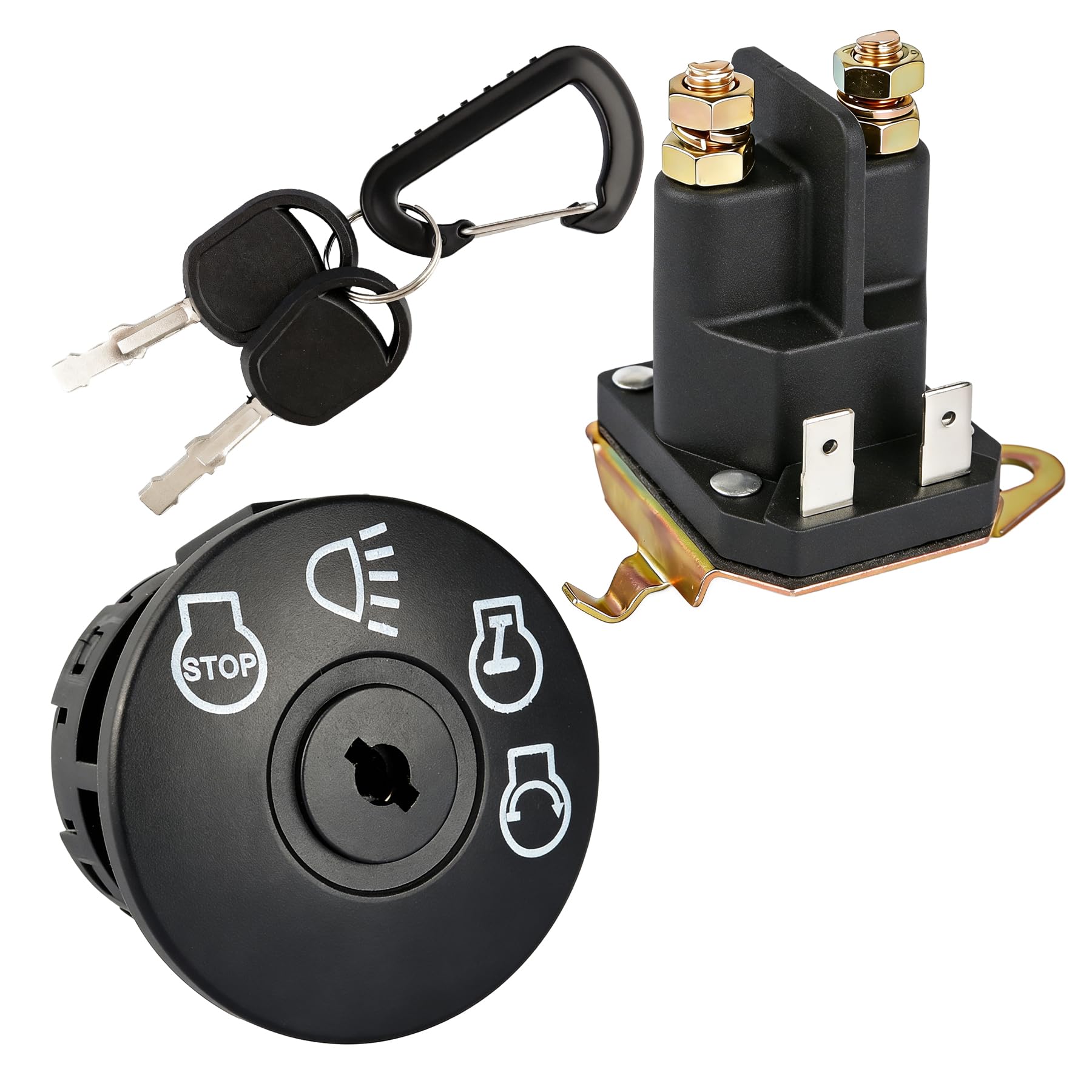 Photo 1 of 175566 Ignition Switch 7 Terminals 2 Keys & 192507 Starter Solenoid 12V Compatible with Husqvarna Poulan Riding Lawn Mower,Replaces #175566,175442,532175566,192507,862-1241-211-12,582042801,725-06153A