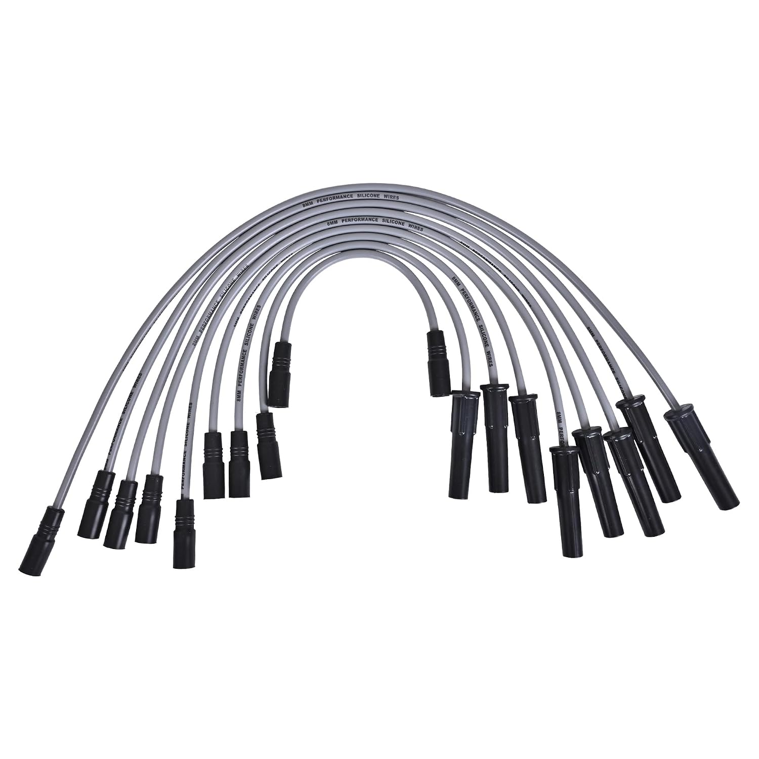 RLP Silicone Spark Plug Wires Set Black 8.0mm Compatible with Chevy GMC C2500 C3500 k2500 K3500 P30 Express P3500 Savana V8 7.4L with Coil Wire- Set of 9