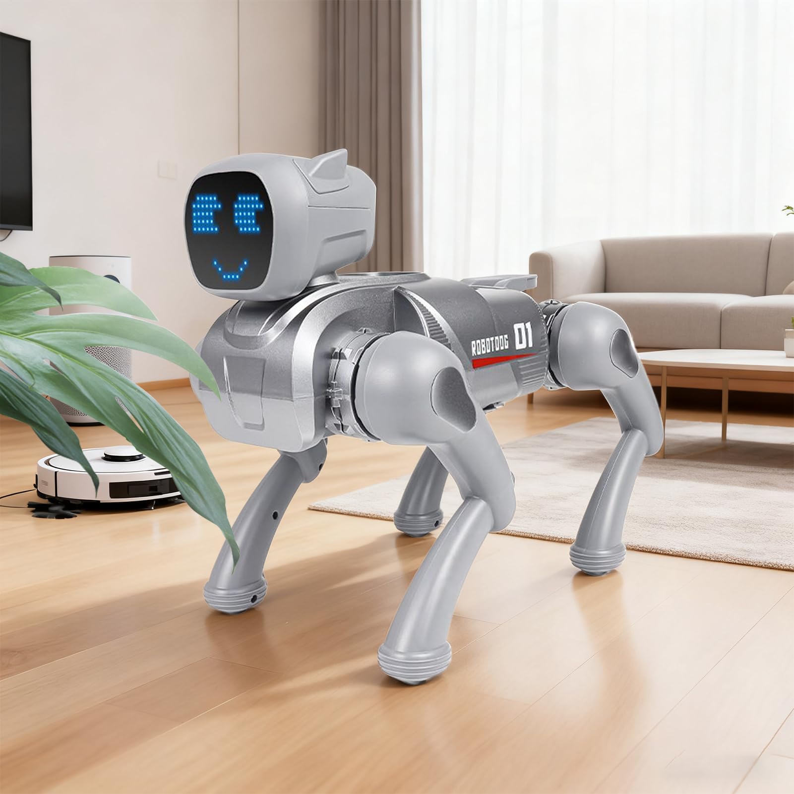 Perro Robot Control Por App Voz Interactiva Realista | Perro Robot Acrobacias Cara LED Para Niños Niñas Interior Jardín Aula Preescolar Cumpleaños Festivo Navidad Patio De Recreo