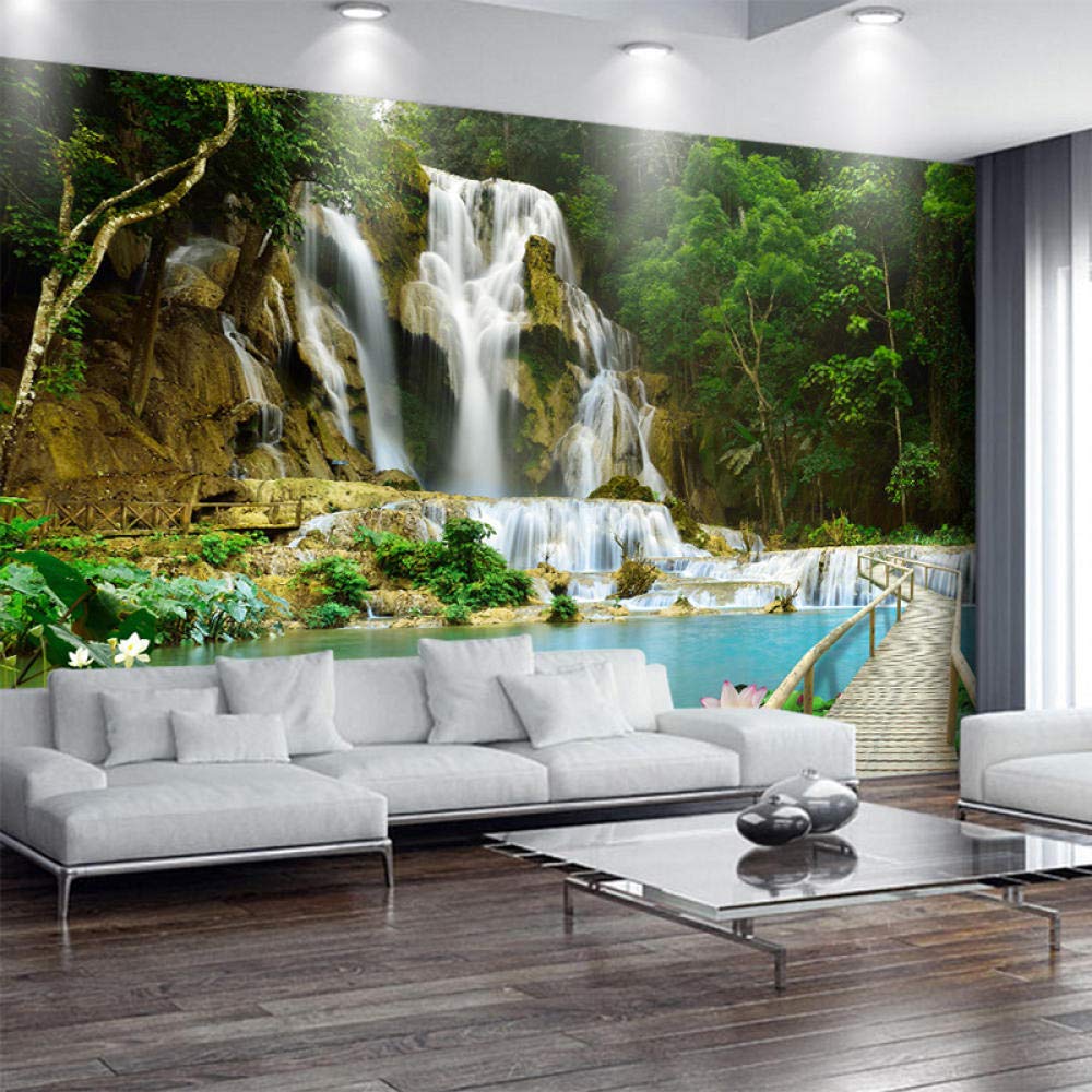 Amazon | カスタムウォールクロス 3D 森 滝 自然 風景 写真 壁画 壁紙