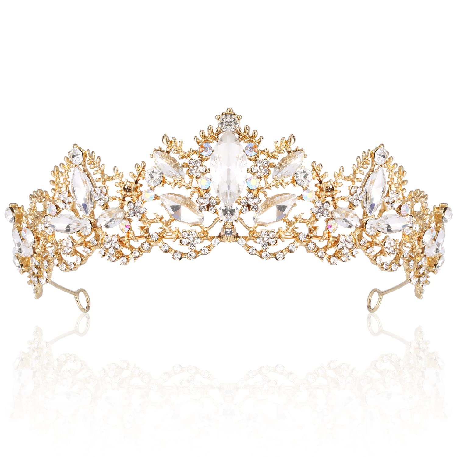 KINBOM Corona de Reina, Corona de Cristal de Diamantes de Imitación Oro Diadema de Corona de Princesa para Mujeres Niñas Tiaras de Princesa para Boda Novia Graduación Cumpleaños Disfraz Fiesta