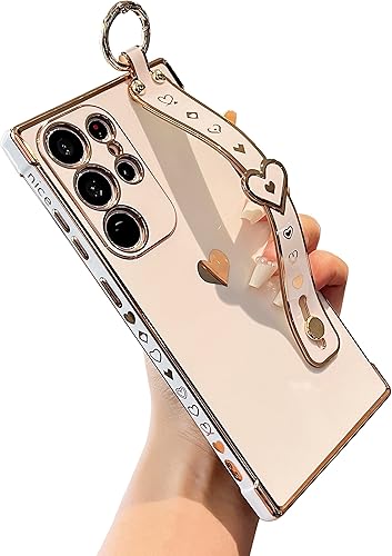 Miniatura 6 de DEFBSC Funda compatible con Samsung Galaxy S22 Ultra, funda de corazón con borde galvanizado, protección completa de la cámara, esquinas reforzadas