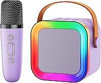 Vista 13 de Mini máquina de karaoke con altavoz para niños y adultos, portátil con Bluetooth y 1-2 micrófonos inalámbricos, regalos de Navidad y cumpleaños