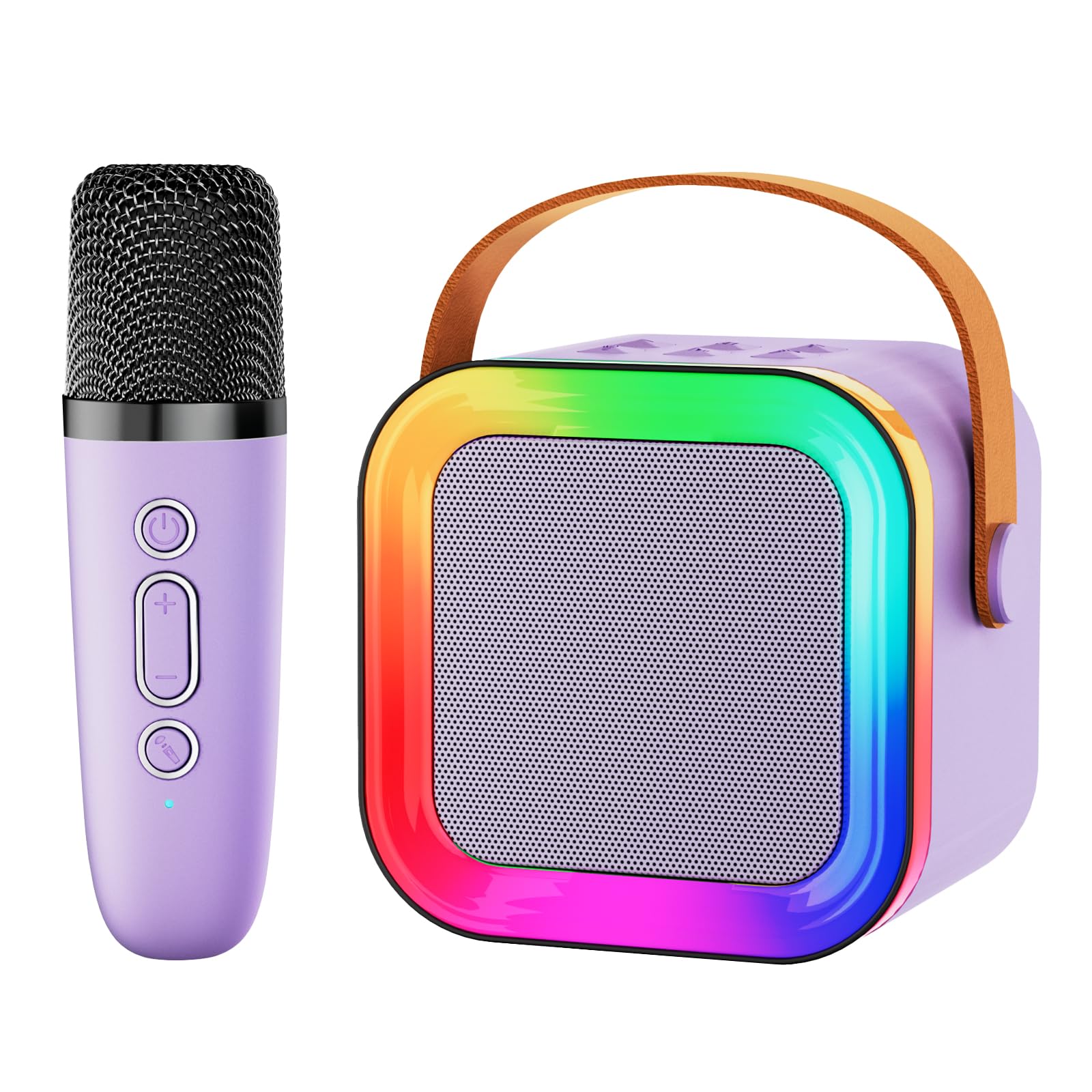 Mini Karaoke Machine Speaker for Kids Adults,Portable Bluetooth with 1-2 Wireless Microphones,Christmas Birthday Gifts Toys Girls Boys Ages 4, 5, 6,7, 8,9,10,11,12+ Years Old Toddler (Purple - 1 Mic)