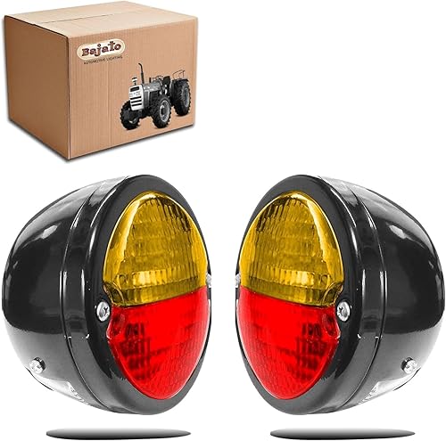 Miniatura 2 de Conjunto de luces traseras vintage de Hot Rod, cuerpo negro, anillo negro, lente roja, ámbar con bombillas de 12 V de repuesto para camiones DODGE,