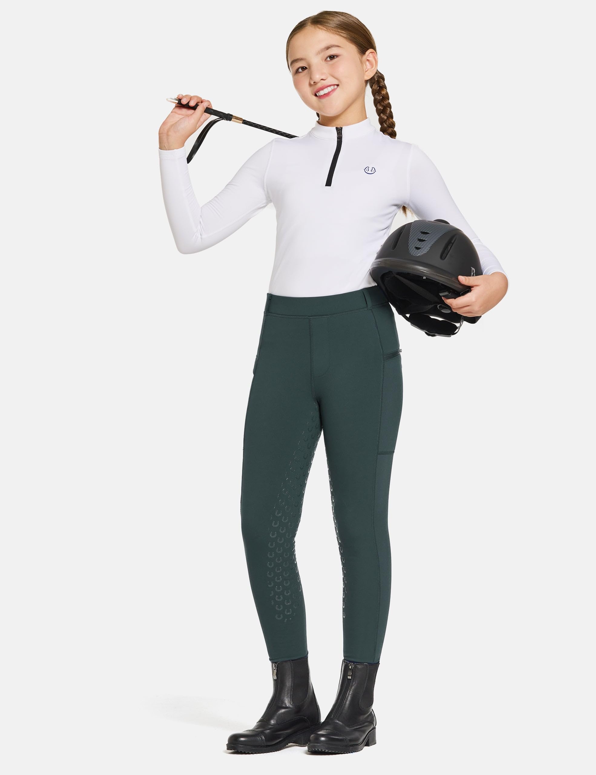 FitsT4 Sports Pantalon d'équitation d'hiver pour enfant - En silicone - Avec poche pour téléphone portable et poches