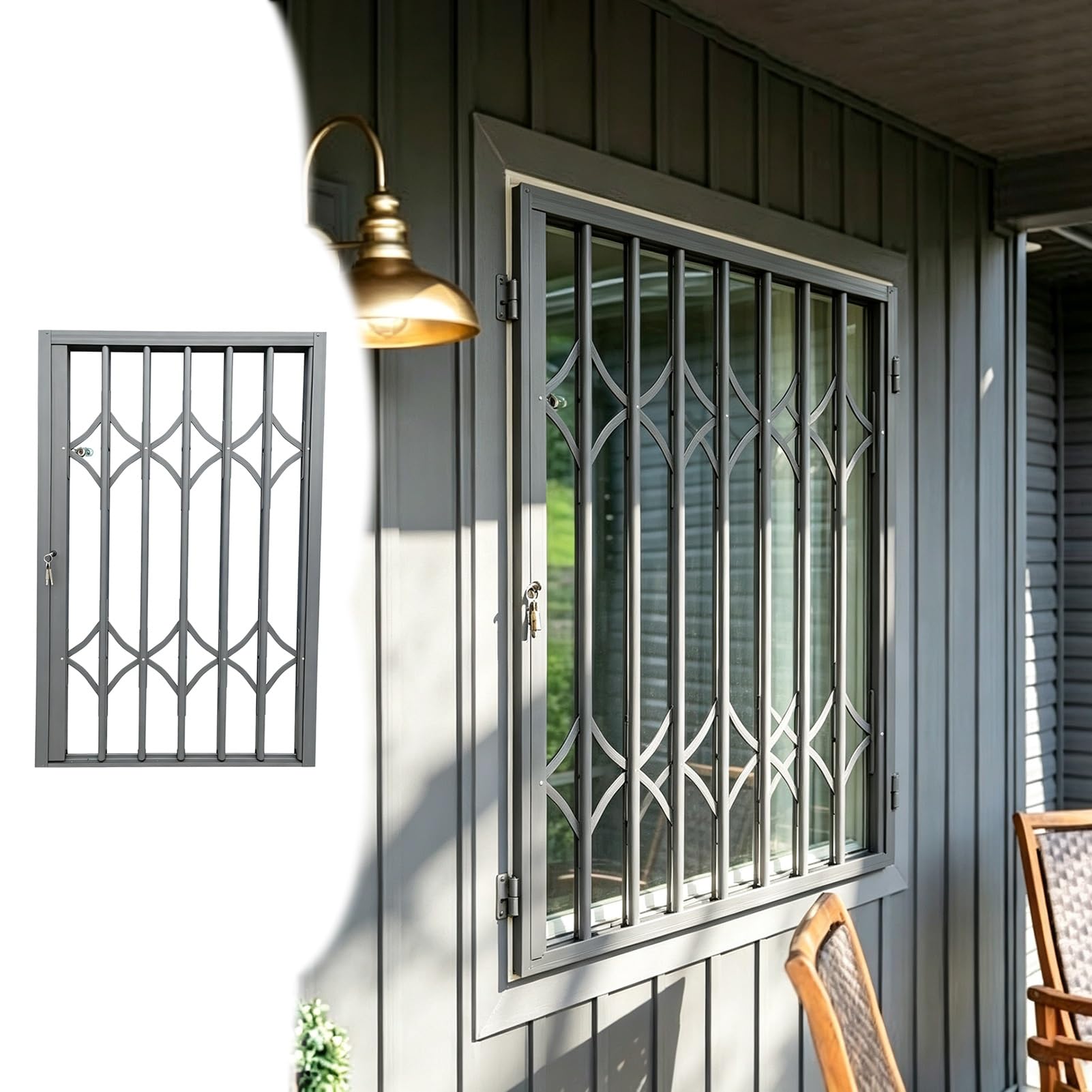 Reja Ventana Barra de Seguridad Plegable Ventanas Patio/Balcón, Previene Caídas Accidentales, Barras de Seguridad Puertas Corredizas, Barandilla de Protección | W60xH60cm/24x24in