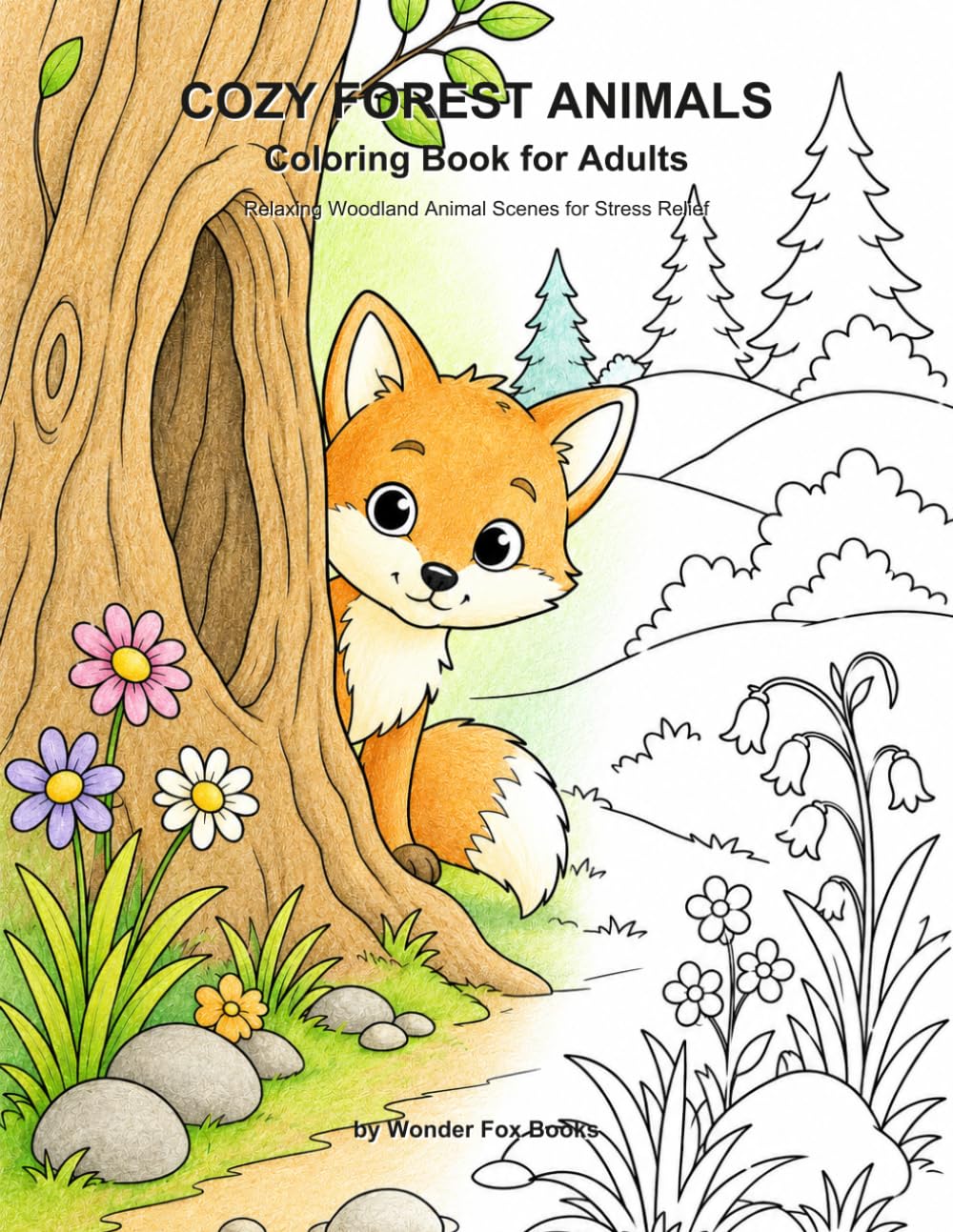Cozy Forest Animals Coloring Book for Adults: Relaxing Woodland Animal Scenes for Stress Relief
