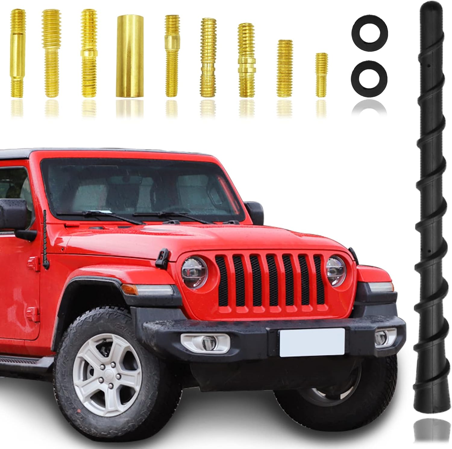 7 inch Spiral Antenna, Flexible Rubber Antenna Replacement, Waterproof PVC Rubber, Designed for Optimized FM/AM Reception