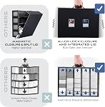 Trading Card Storage Box 3900+ with Portable Handle & Alloy Lock, 5-Row MTG Deck Box with Removable Dice Tray, Commander Display Card Case for Toploader TCG PTCG Sports Cards (Black&Blue)