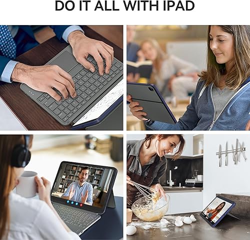 Miniatura 4 de Funda táctil para iPad de 10. generación con teclado (10.9 pulgadas, 2022) y iPad de 11 (A16, 2025) Funda magnética con soporte dividido, trackpad