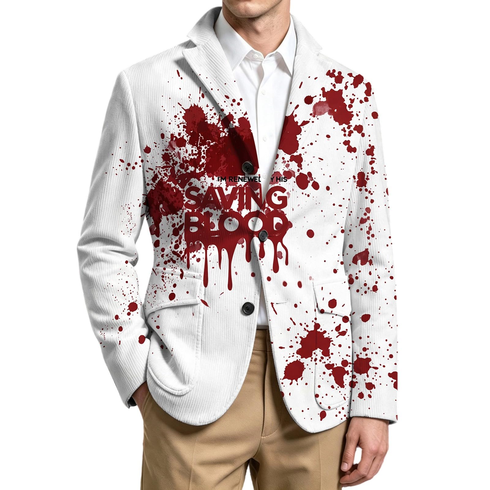 Giacca da uomo con colletto a risvolto, maniche lunghe, ideale per feste di Halloween, matrimoni, abbigliamento esterno con design in tessuto a coste, abbottonatura, taglio sciancrato, per uomo
