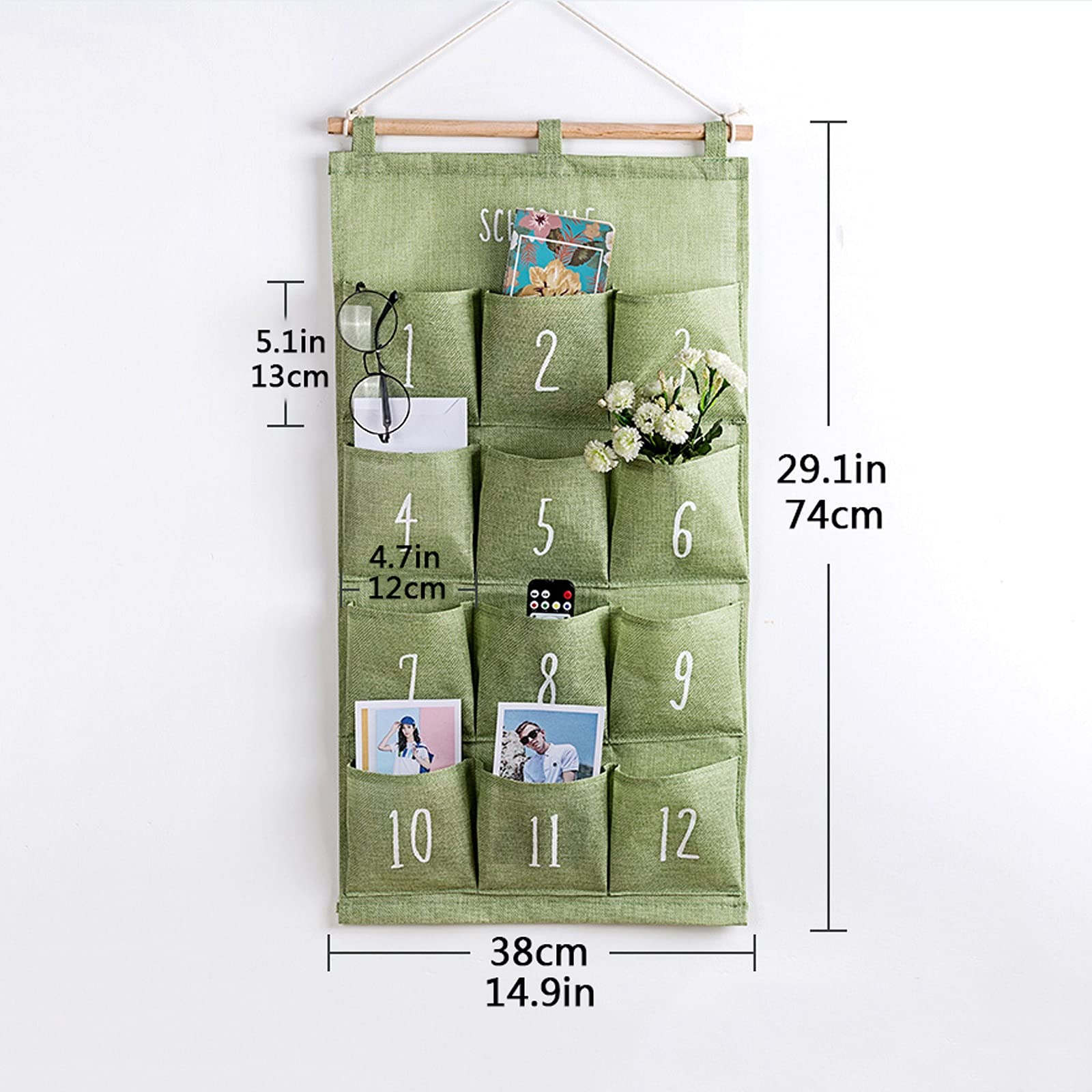 Mur imperméable suspendu Sac de rangement en tissu de la porte de la porte de la porte de rangement suspendu sac de rangement d'organisateur Sang de rangement avec 12 poches pour chambre à coucher