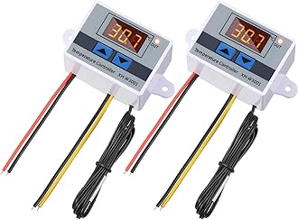 XH-W3001 Digital LED Temperature Controller Module Digital Thermostat Switch with Waterproof Probe Programmable Heating Cooling Electronic Thermostat Range from -50℃ to 110℃ (12V 10A 120W) (2 Pieces)