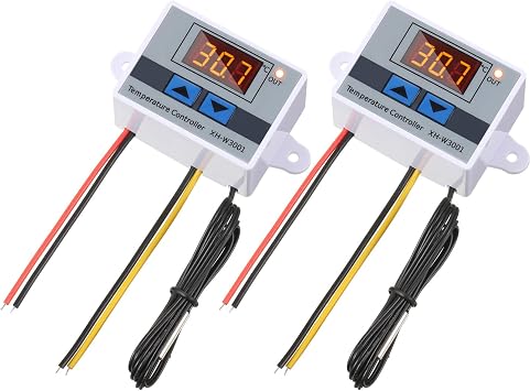 XH-W3001 Digital LED Temperature Controller Module Digital Thermostat Switch with Waterproof Probe Programmable Heating Cooling Electronic Thermostat Range -50 110  12V 10A 120W 2pcs