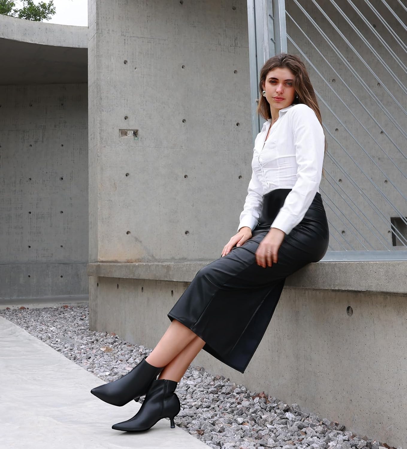 Kitten Heel Ankle Boots for Women - Black Kitten Heels Ankle Booties Womens Winter Fall Boots for Women 2025, Dress Shoes, Pointed Toe, Side Zipper, Memory Foam, Leather, Low Heel, Short Boots Comfortable - Image 2