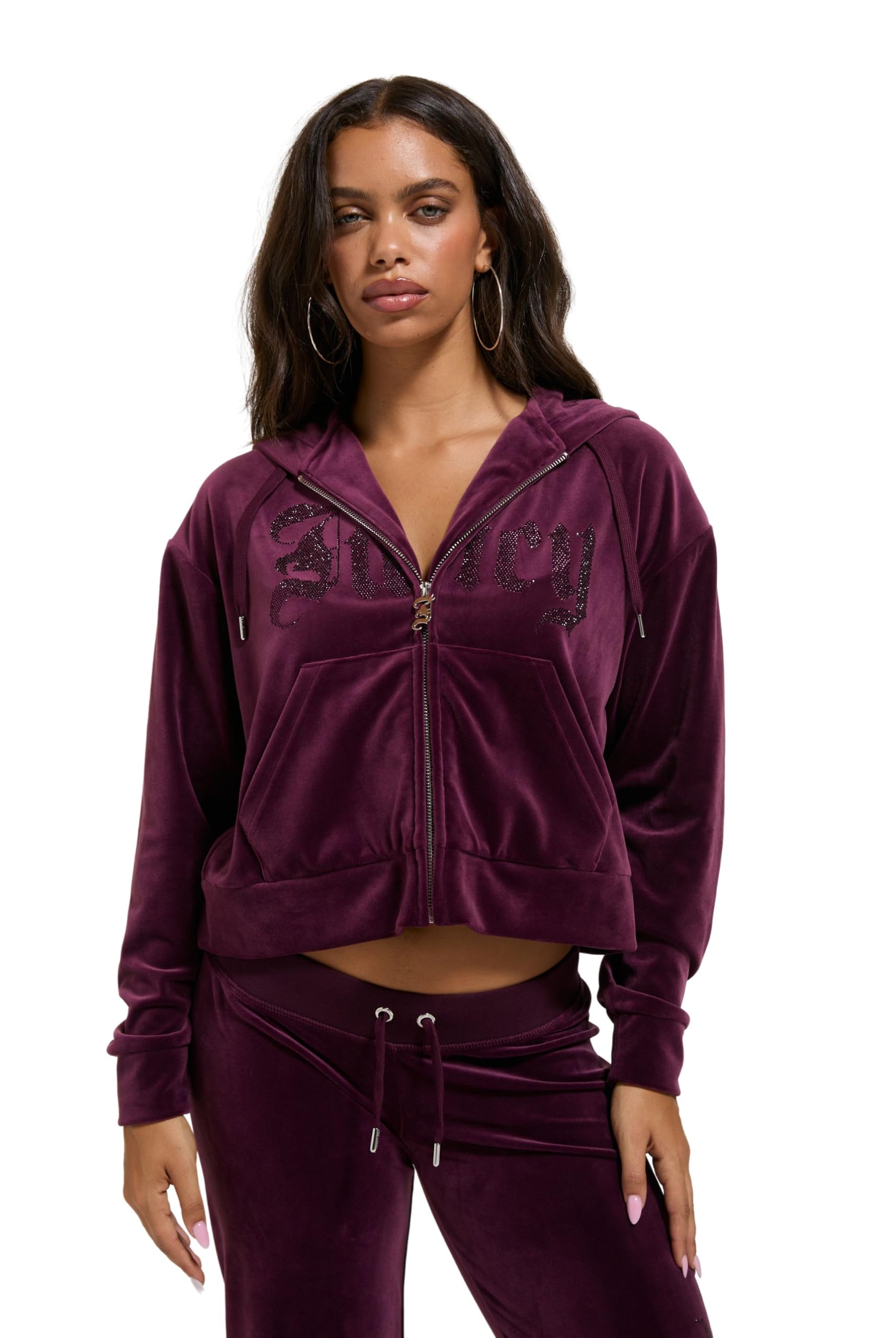 Juicy Couture Donna Top Corto Oversize Old Gothic con Strass