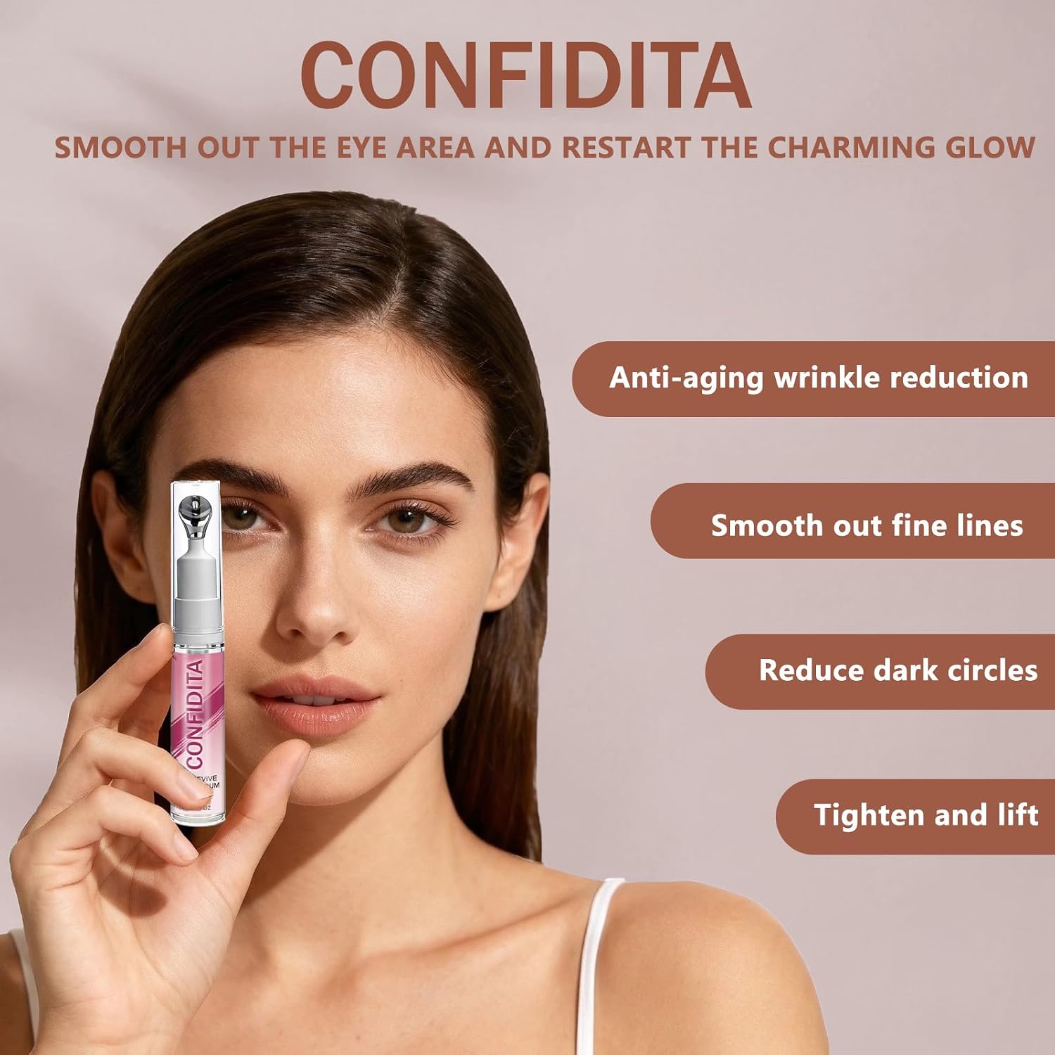 CONFIDITA Eye Revive Cryo Serum | Cooling Anti-Aging Eye Treatment with Metal Massage Tip to Reduce Wrinkles, Dark Circles & Puffiness, 10ml