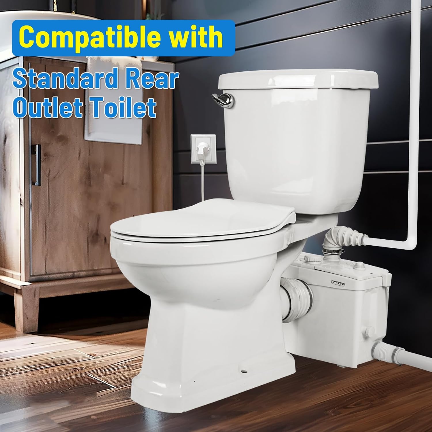 Flodream Macerator Pump connected to a toilet