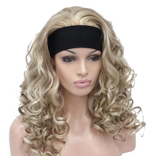 Wiginway Pelucas largas y rizadas para mujer, pelucas sintéticas para mujer, la mejor peluca con diadema, pelucas naturales de 18 pulgadas (L16-613)