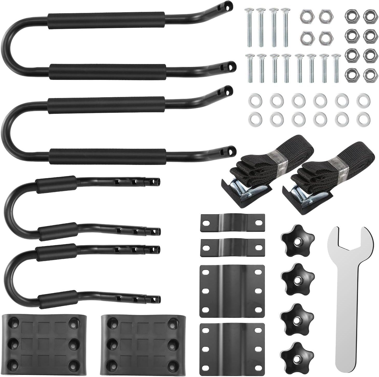 Universal Rack, 1 Pairs-Bar Rack HD Kayak Carrier for Canoe, Paddle Boards, Skiboard, Surfboard Mount Car SUV Crossbar with 2 pcs Tie Down Straps