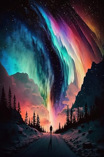 RMSGOZO Kits de pintura de diamantes de imitación coloridos Aurora Borealis, maravilloso mundo completo redondo de piedras preciosas de diamantes de