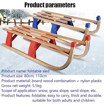 Amazon.co.jp: CHCOML 折りたたみ雪そり 木製そり 110cm 牽引