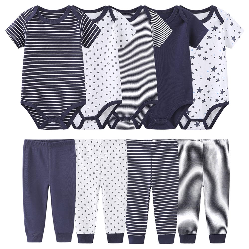 Baby Vests Bodysuit Baby Leggings for Boys and Girls 9-12 Months,Navy Blue